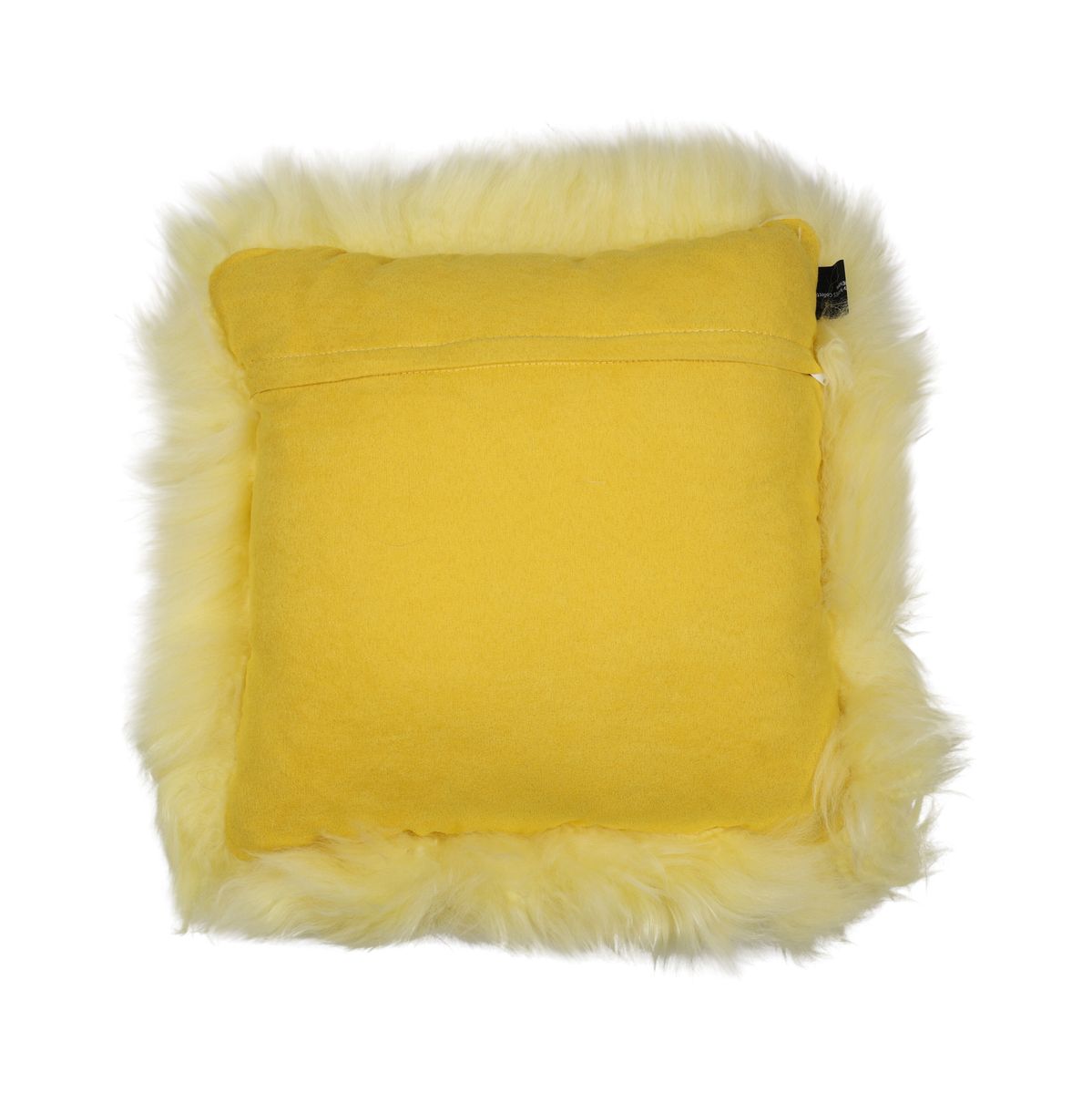 Coussin en peau de mouton longue laine Citron