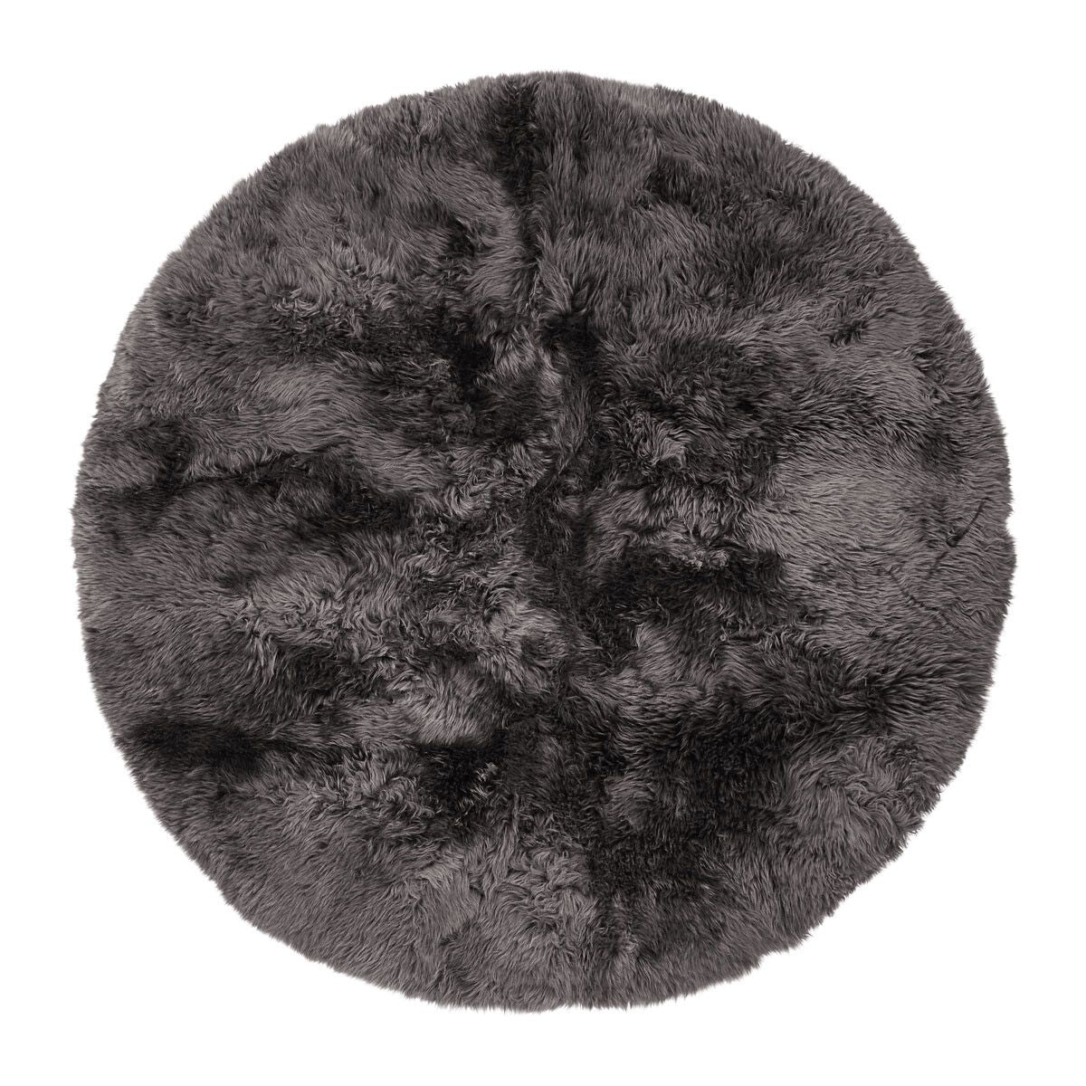 Tapis design en laine et peau de mouton ø140 cm Acier