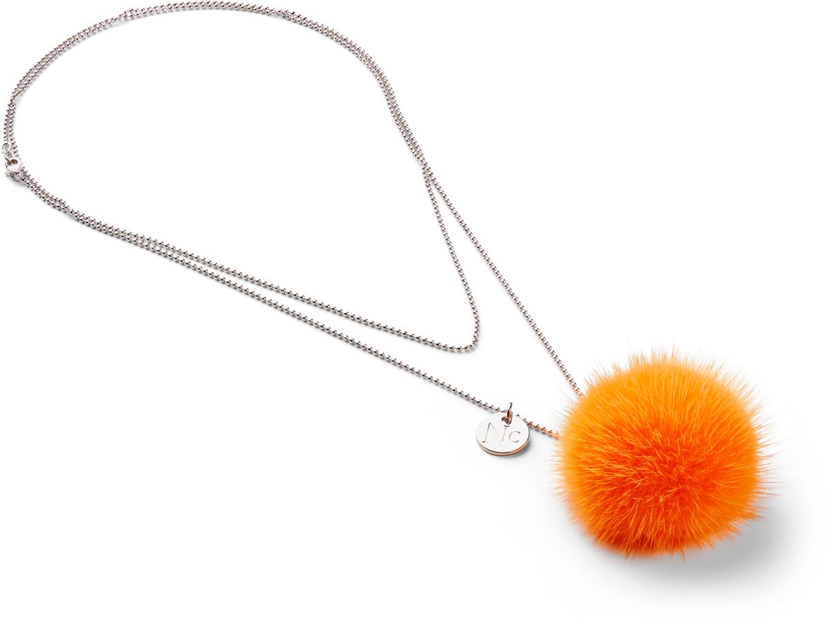 Collier Pompon Orange Rouge