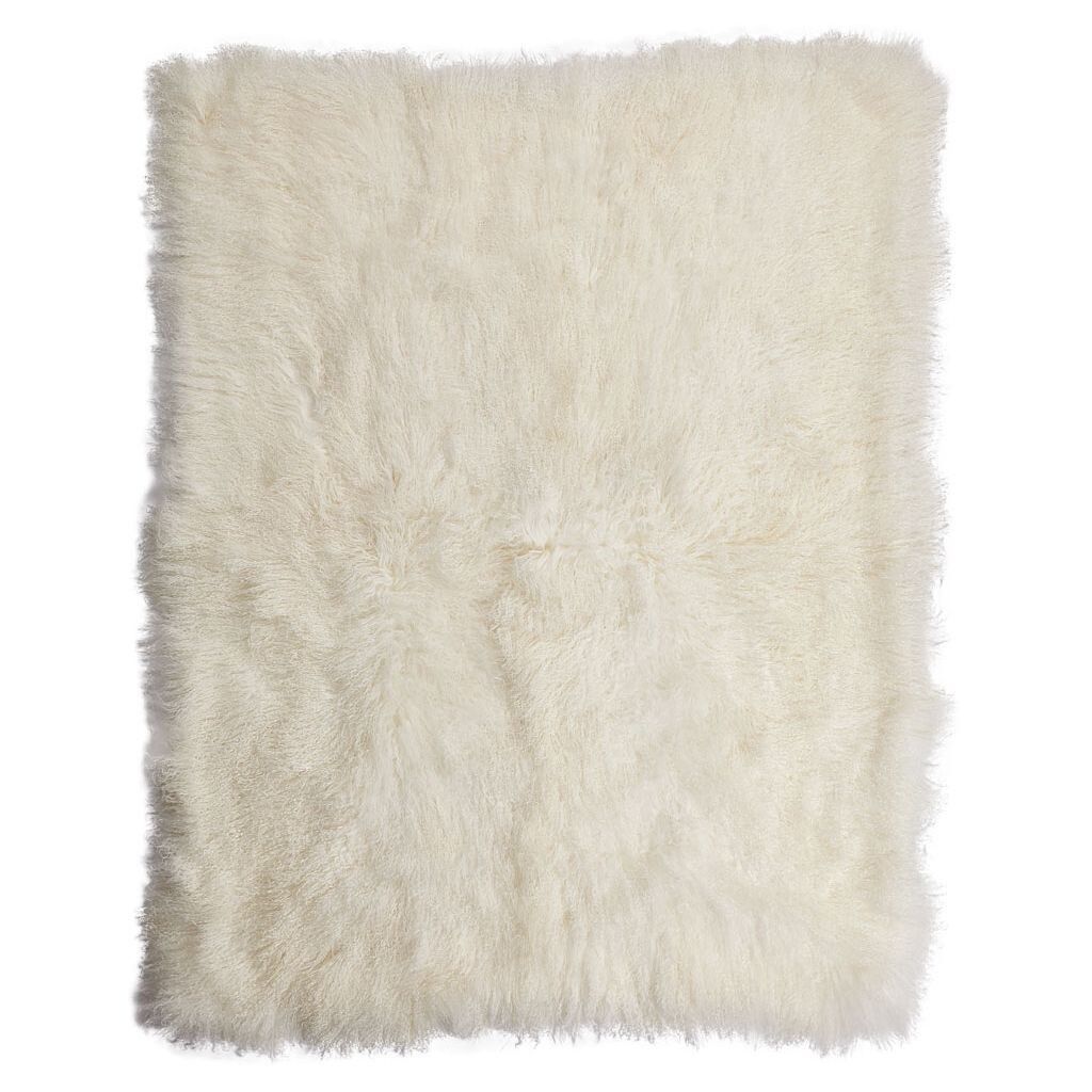 Jeté en peau de mouton bouclée 140 × 180 cm Ivoire