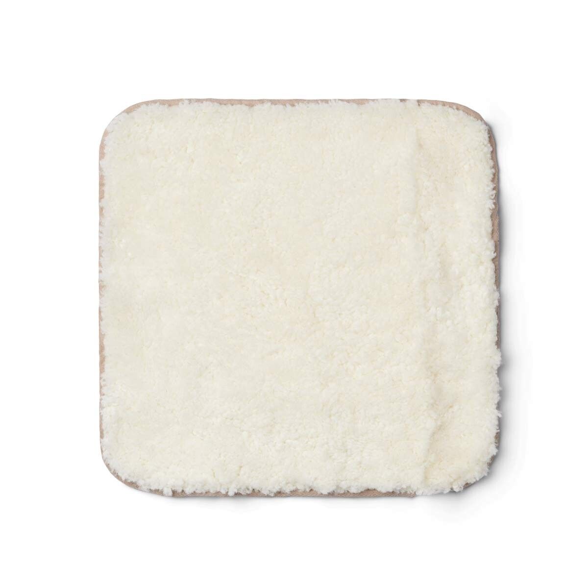 Dessus de siège en peau de mouton tibétaine | Ø38 cm Ivoire