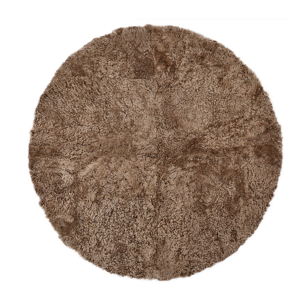 Tapis design en peau de mouton bouclée à laine courte ø180 cm Taupe