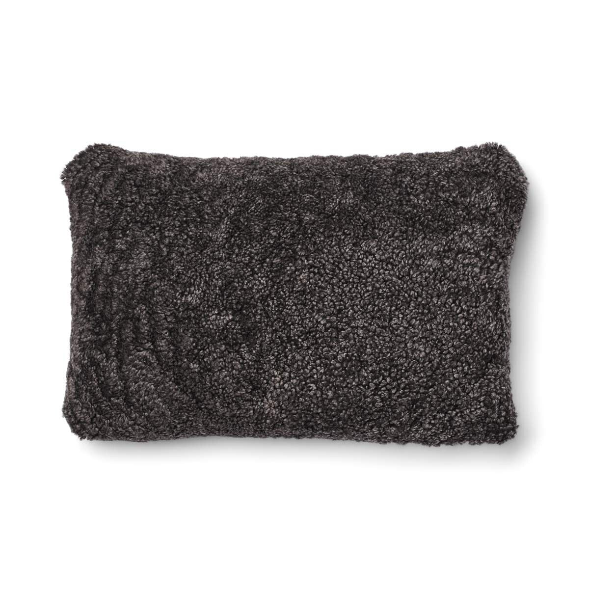 Coussin en laine courte de mouton Marron/Cappuccino