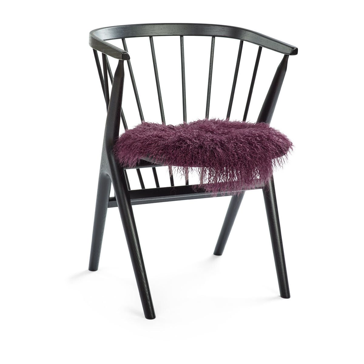 Dessus de siège en peau de mouton tibétaine | Ø38 cm Aubergine