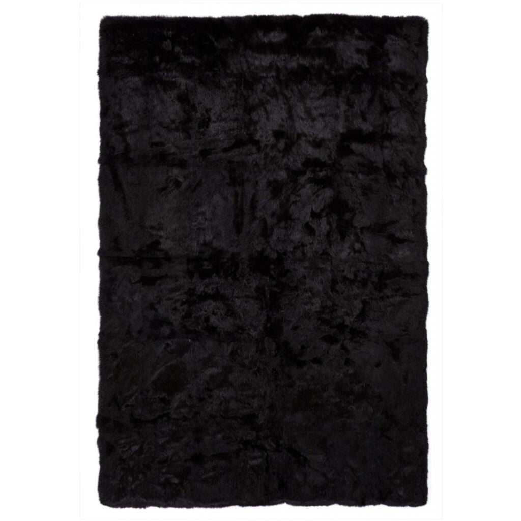 Jeté en fourrure de lapin 120 × 180 cm Noir