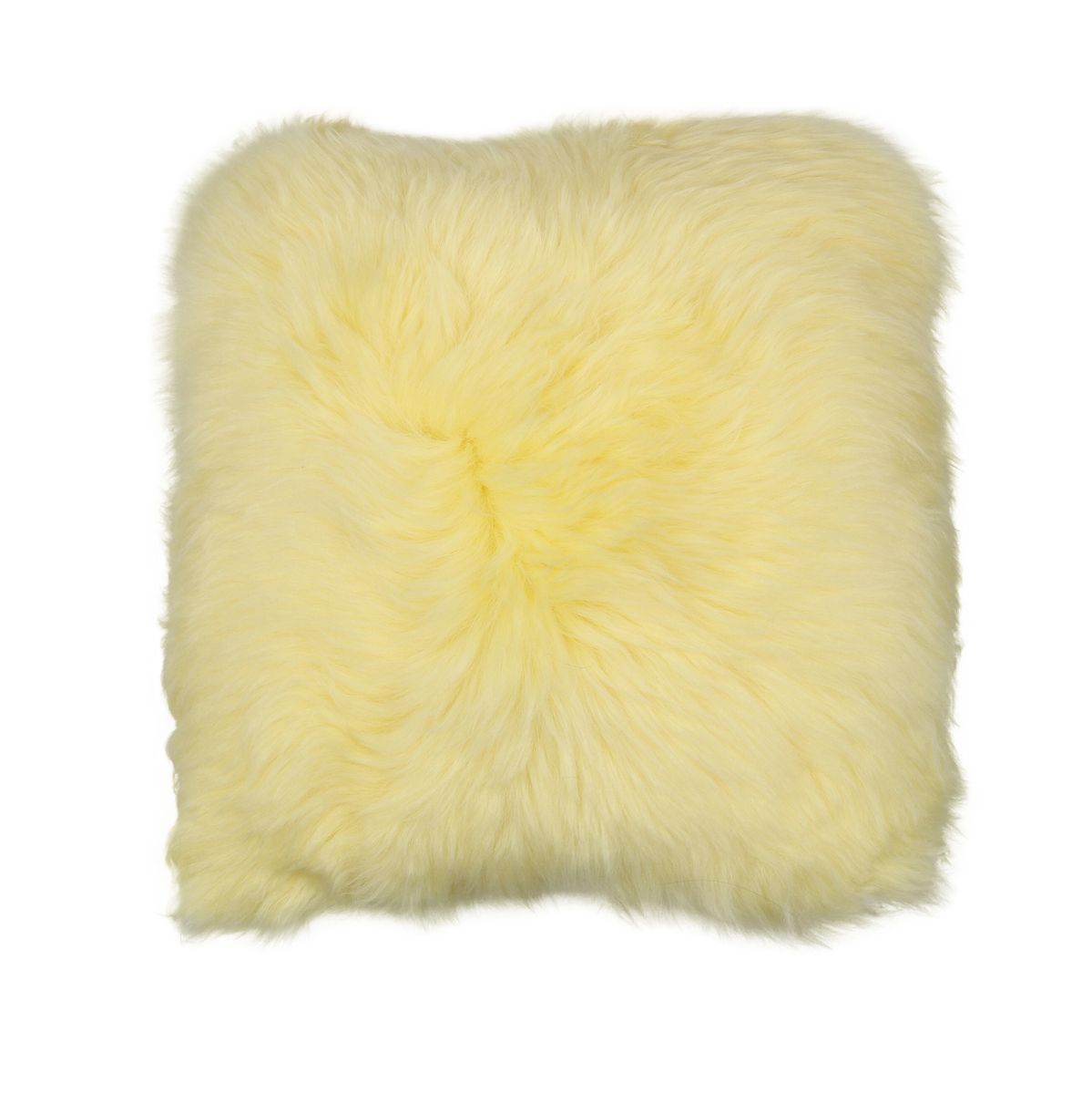 Coussin en peau de mouton longue laine Citron