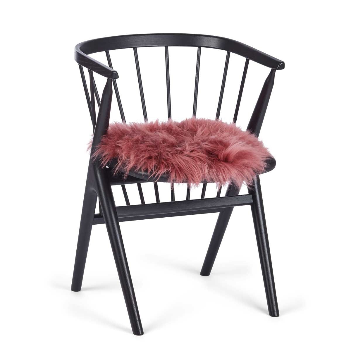 Dessus de siège en peau de mouton | Laine longue | Ø38 cm Vieille Rose