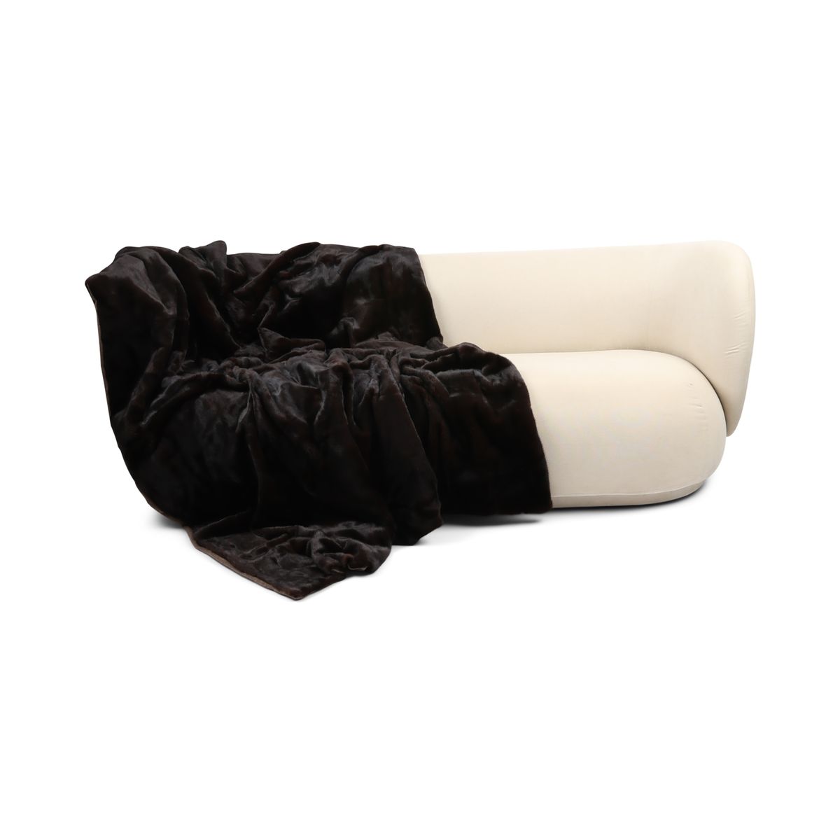 Plaid en vison | Doublure cachemire | Brun foncé naturel | 190x210 cm