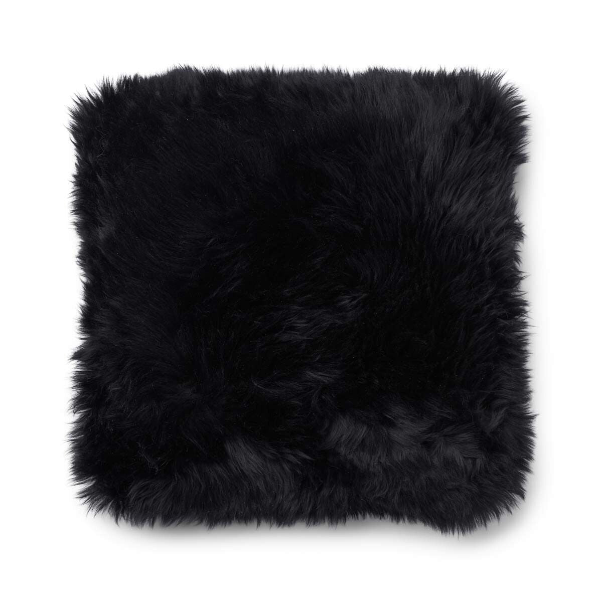Coussin en peau de mouton longue laine Fusain/Noir