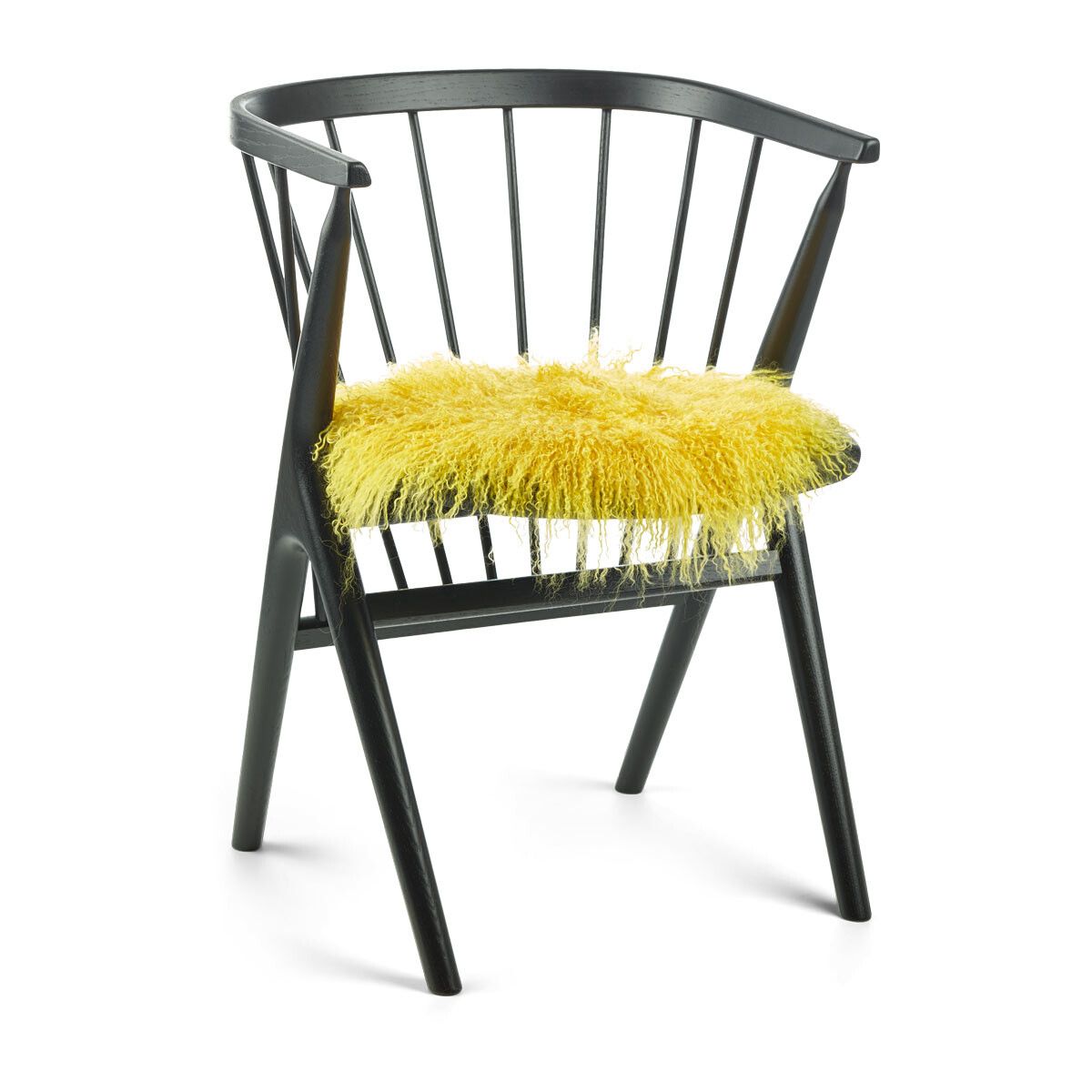 Dessus de siège en peau de mouton tibétaine | Ø38 cm Citron