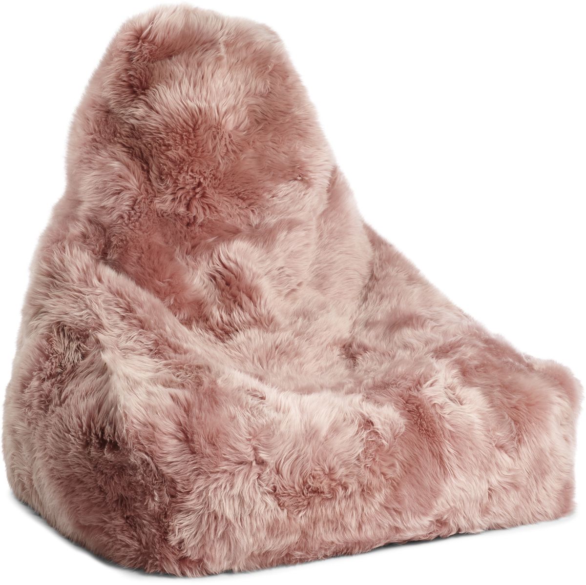 Fauteuil pouf en peau de mouton | Laine longue Rose