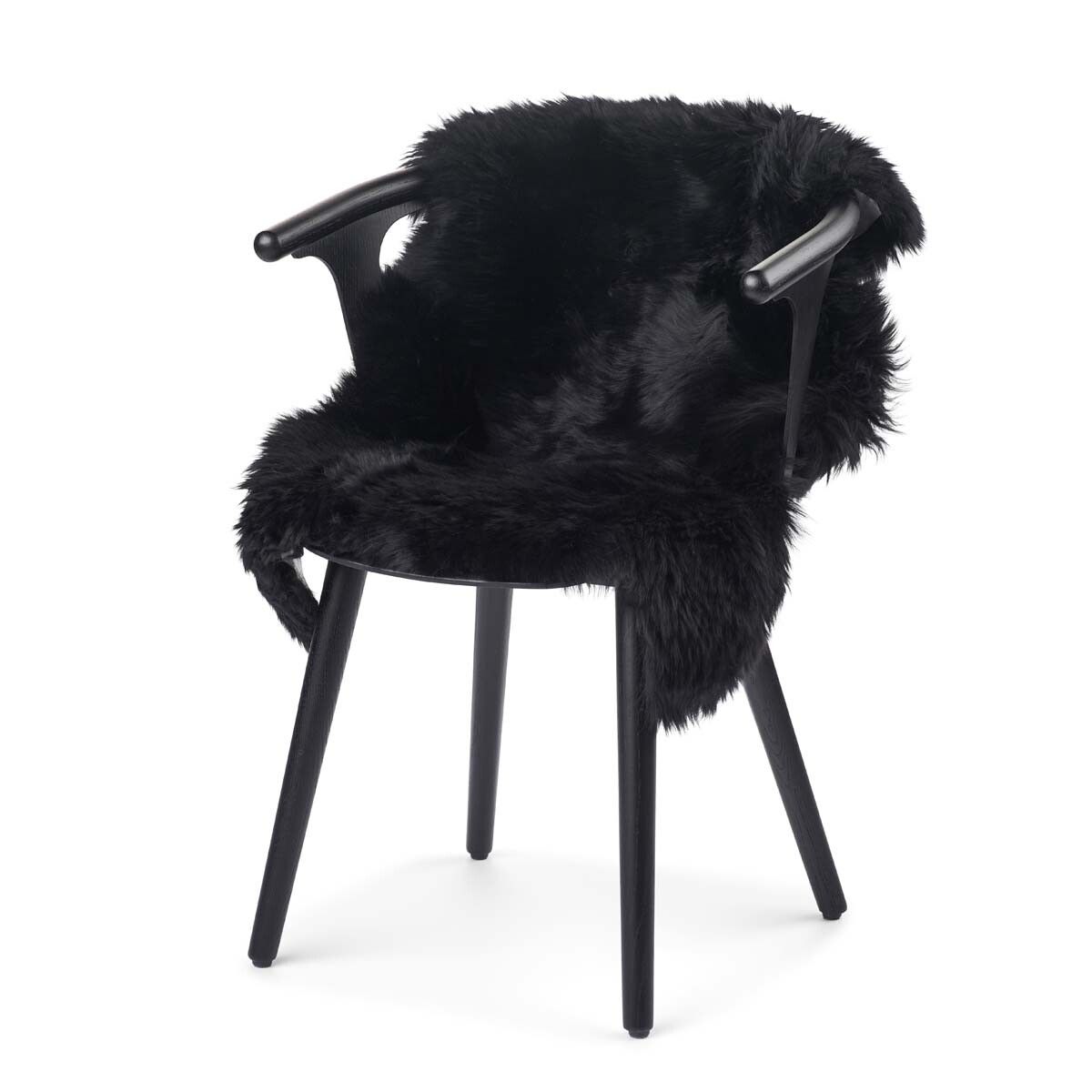 Peau de mouton de Nouvelle-Zélande à laine longue 90 cm Noir