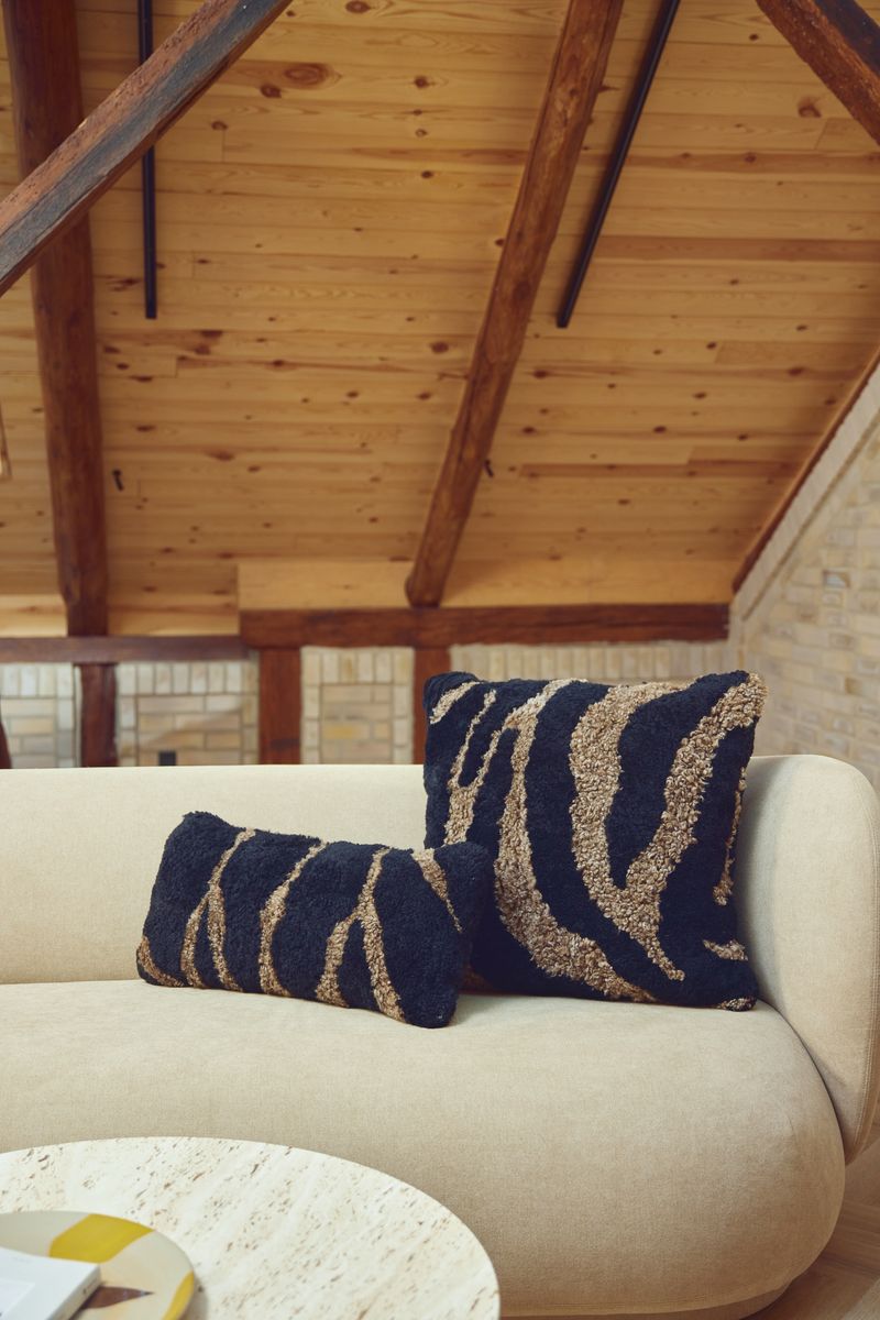 Coussin zébré Taupe/Noir