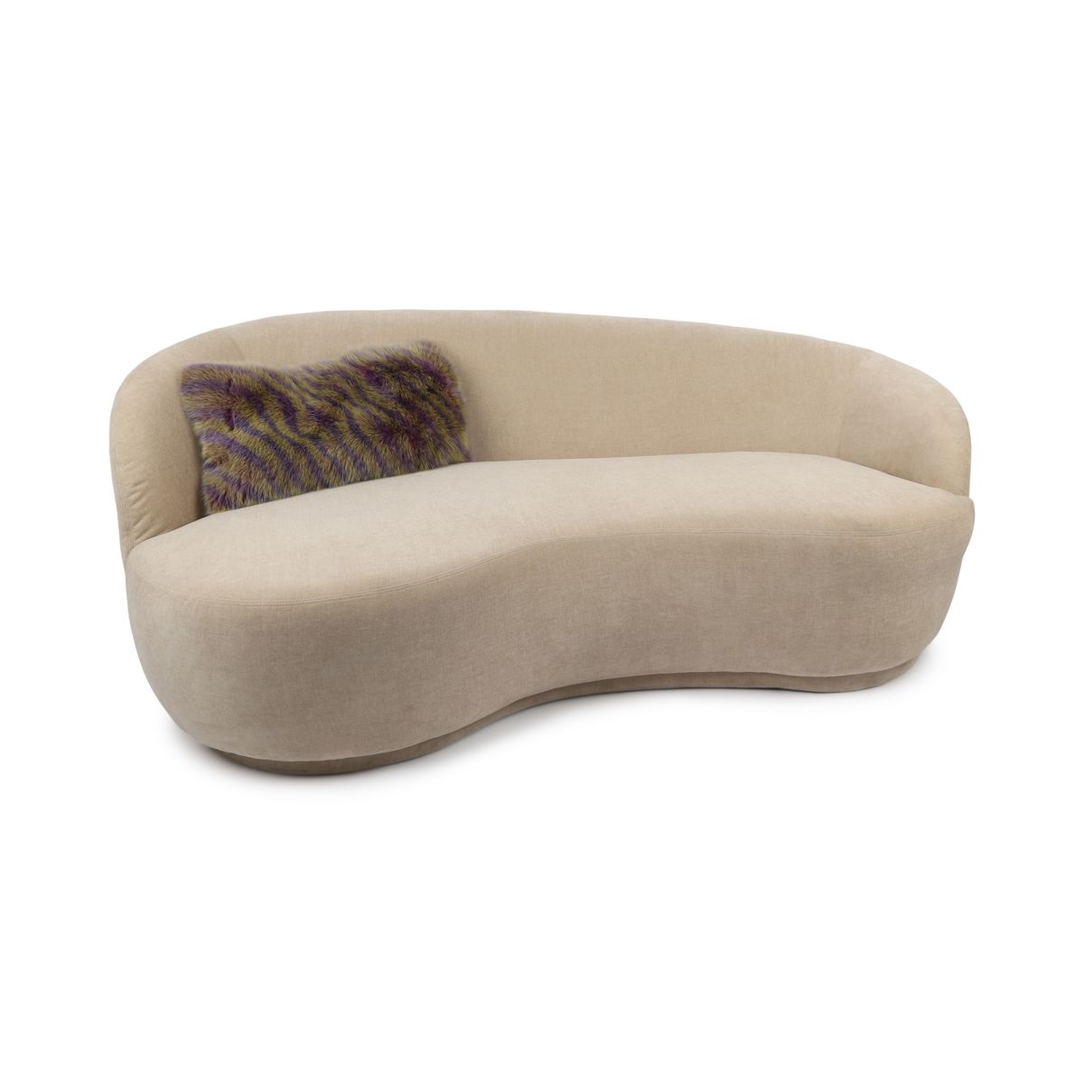 Coussin Premium en Fourrure de Renard | Dos en Cachemire | Norvège | Violet/Menthe | 62x32 cm