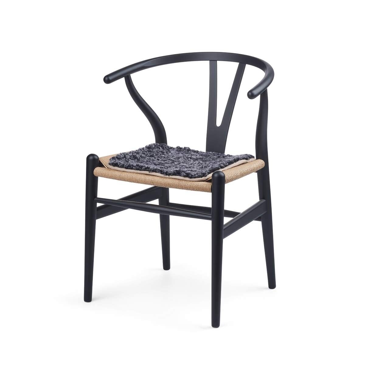 Dessus de siège en peau de mouton tibétaine | Ø38 cm Anthracite