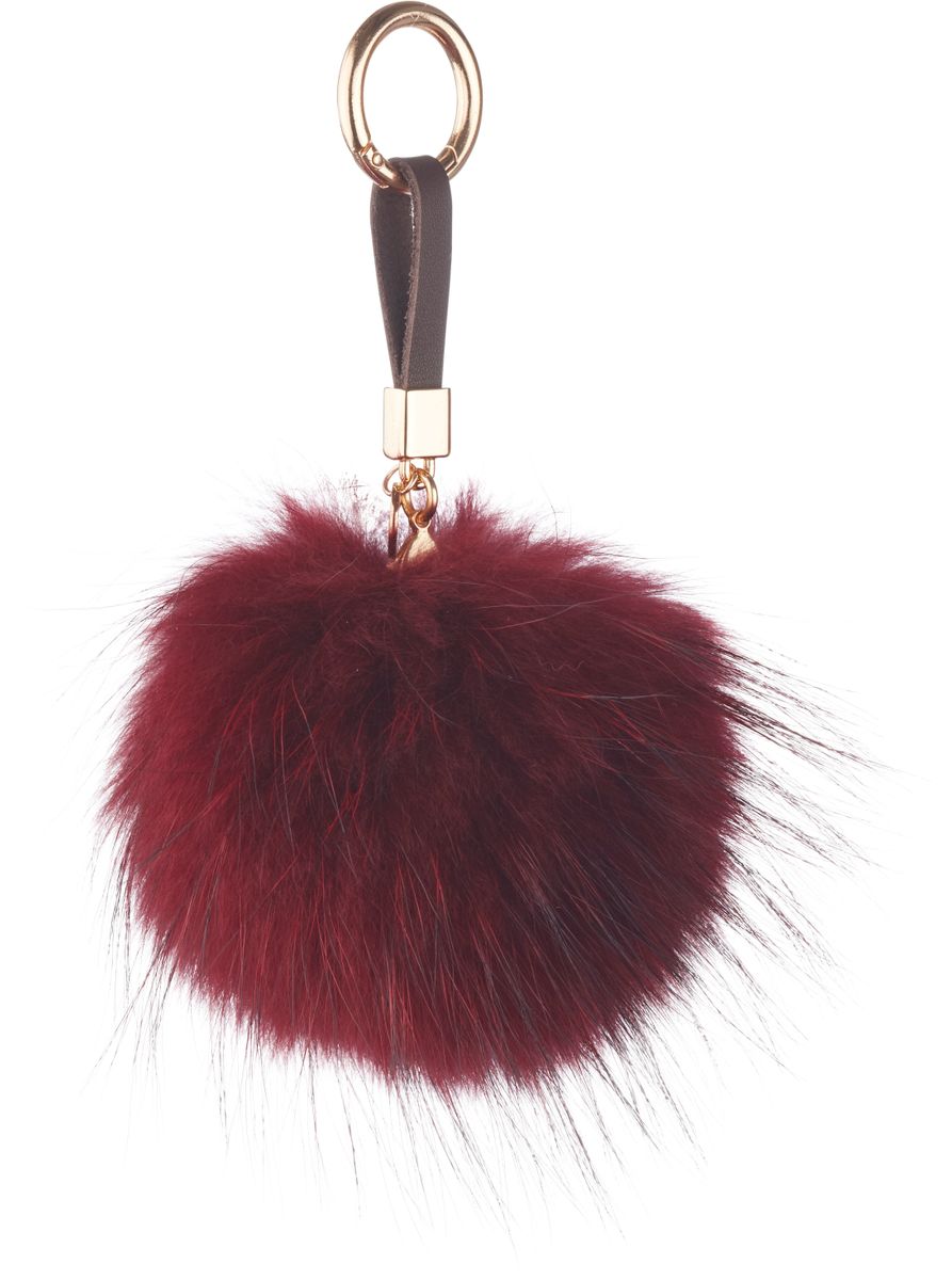 Porte-clés Pompon en vison Bordeaux