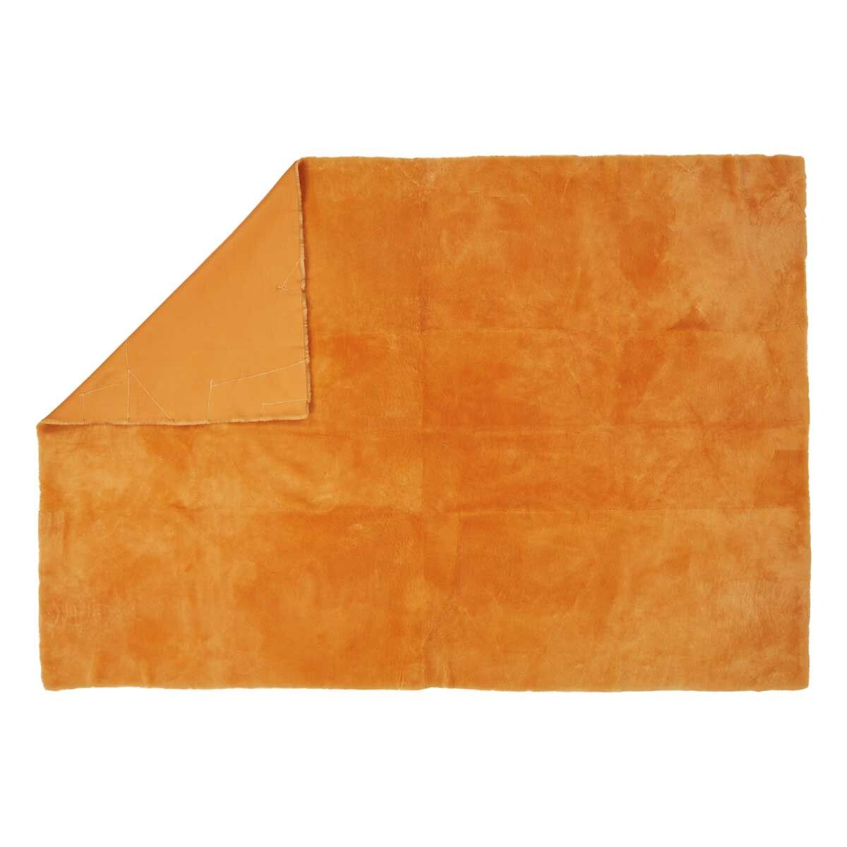Jeté en peau de mouton double face à laine courte | 140 × 200 cm Jaune