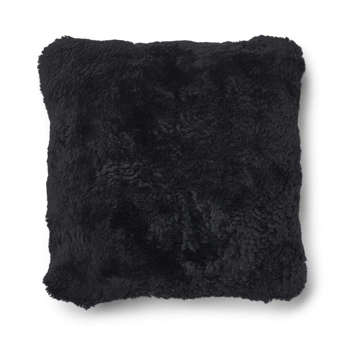 Coussin en laine courte de mouton Fusain/Noir