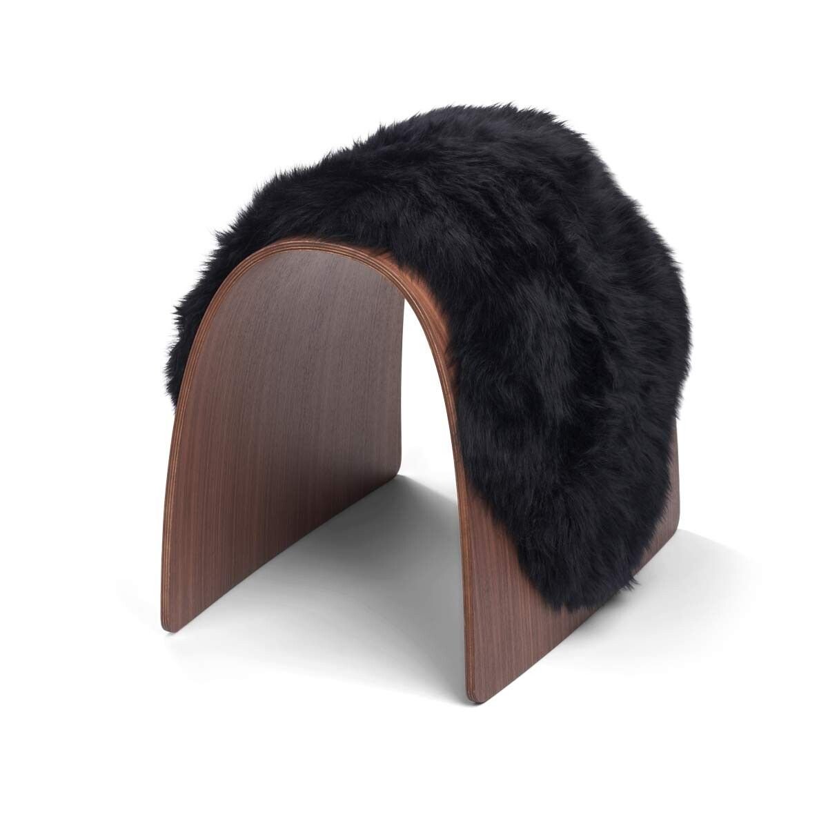 Dessus de tabouret en peau de mouton | Laine longue Noir