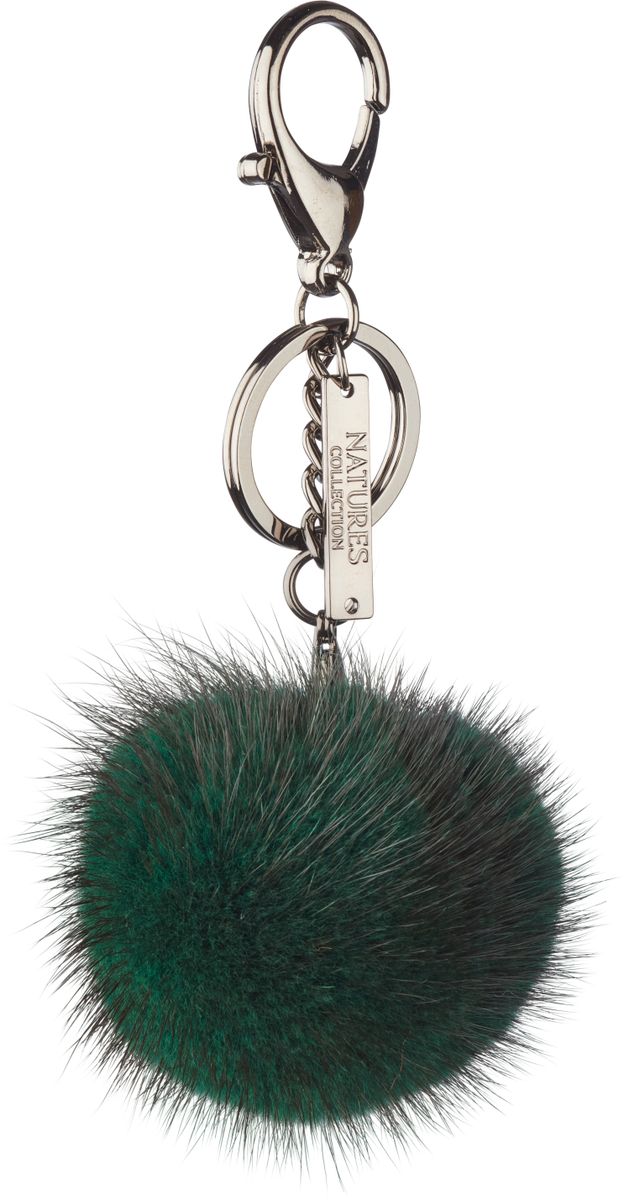 Porte-clés Pompon en vison Vert d'herbe