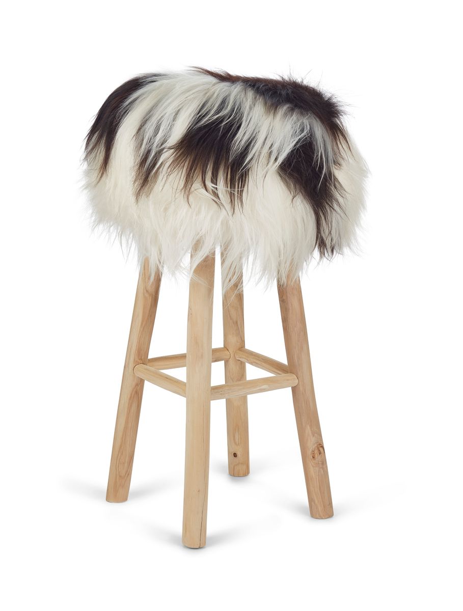 Tabouret de bar Theo + housse | Pieds en chêne | Peau de mouton islandais Repéré