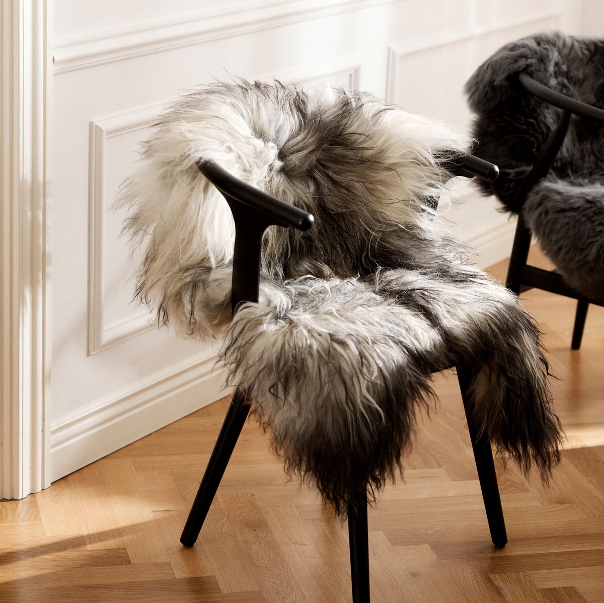 Peau de mouton islandaise | Laine longue | 90 cm Gris Naturel