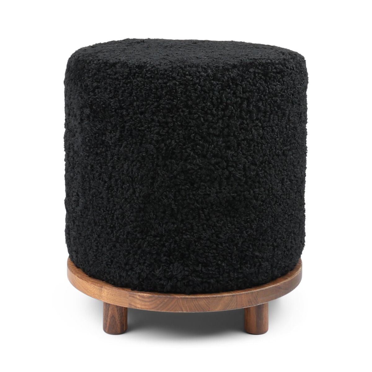 Tabouret Simon en Laine courte Noir
