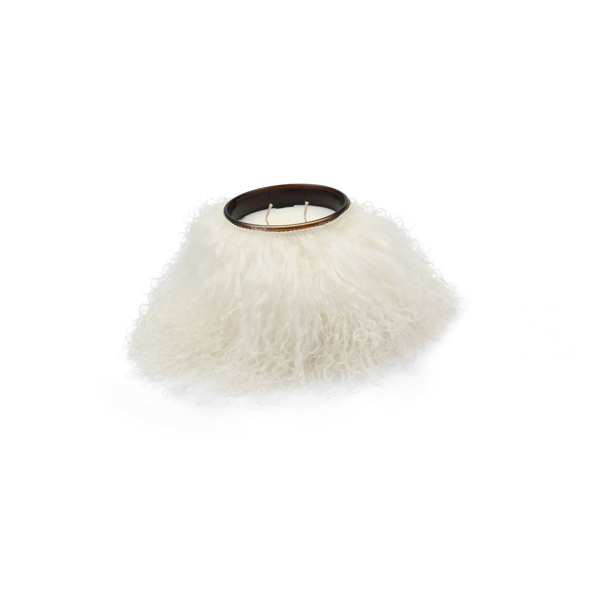 Bougie parfumée avec peau de mouton Blanc