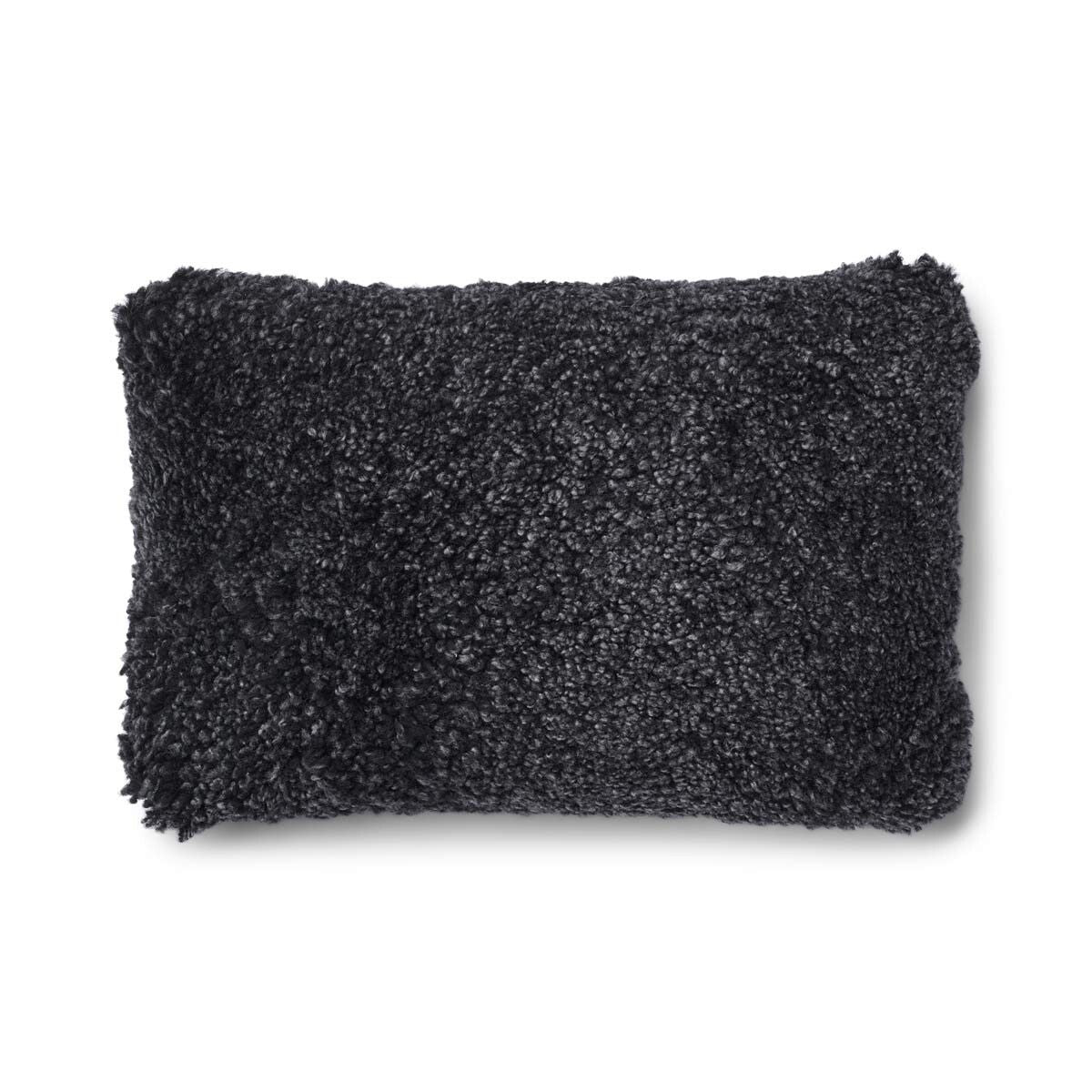 Coussin en laine courte de mouton Anthracite/Anthracite