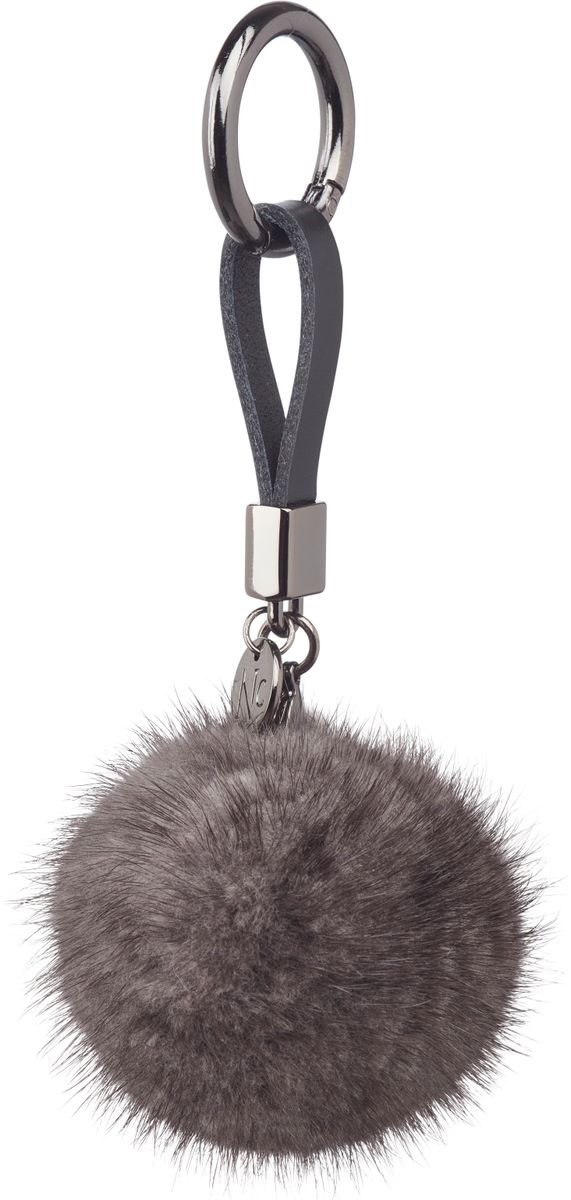 Porte-clés Pompon en vison Gris Foncé