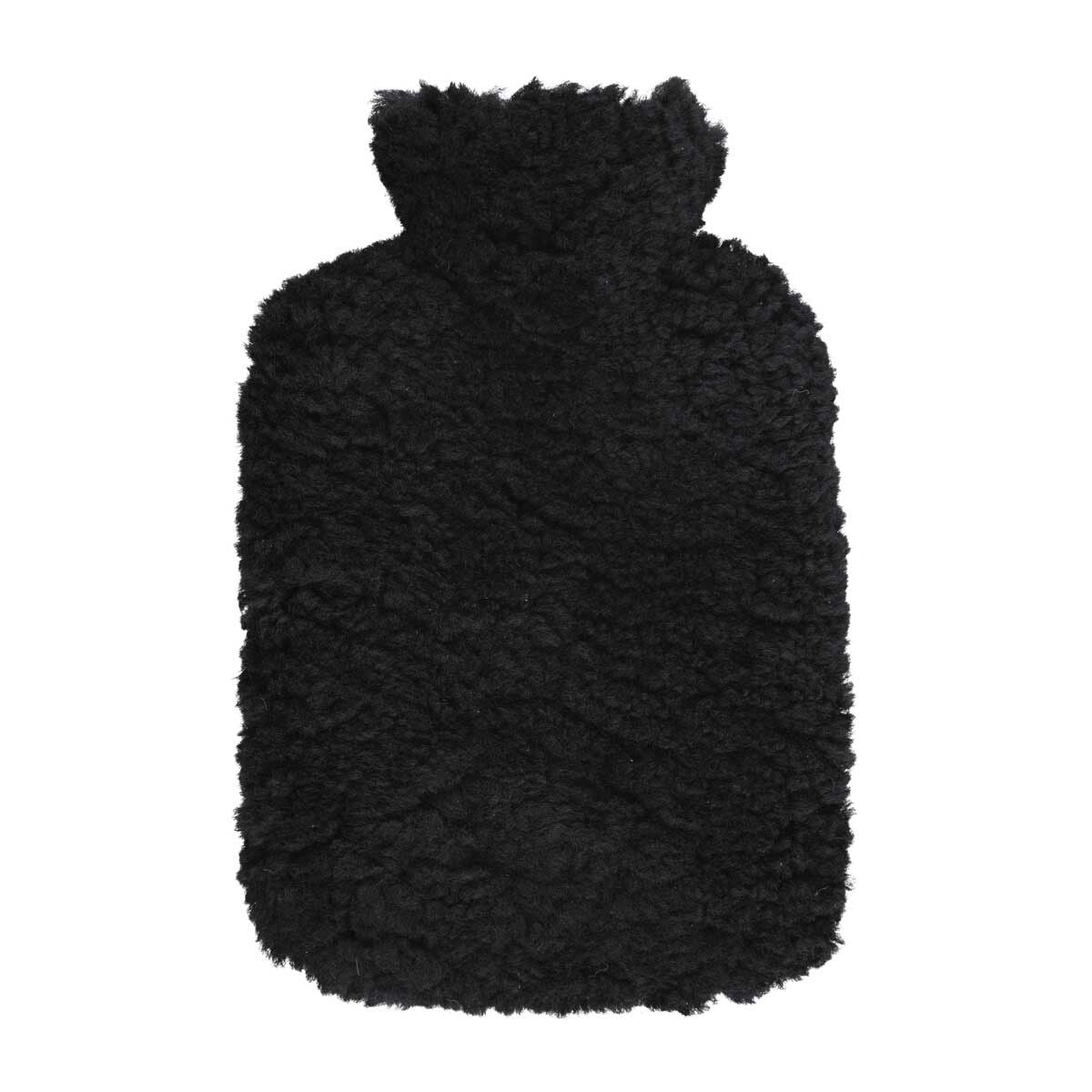 Bouillotte habillée de peau de mouton Noir