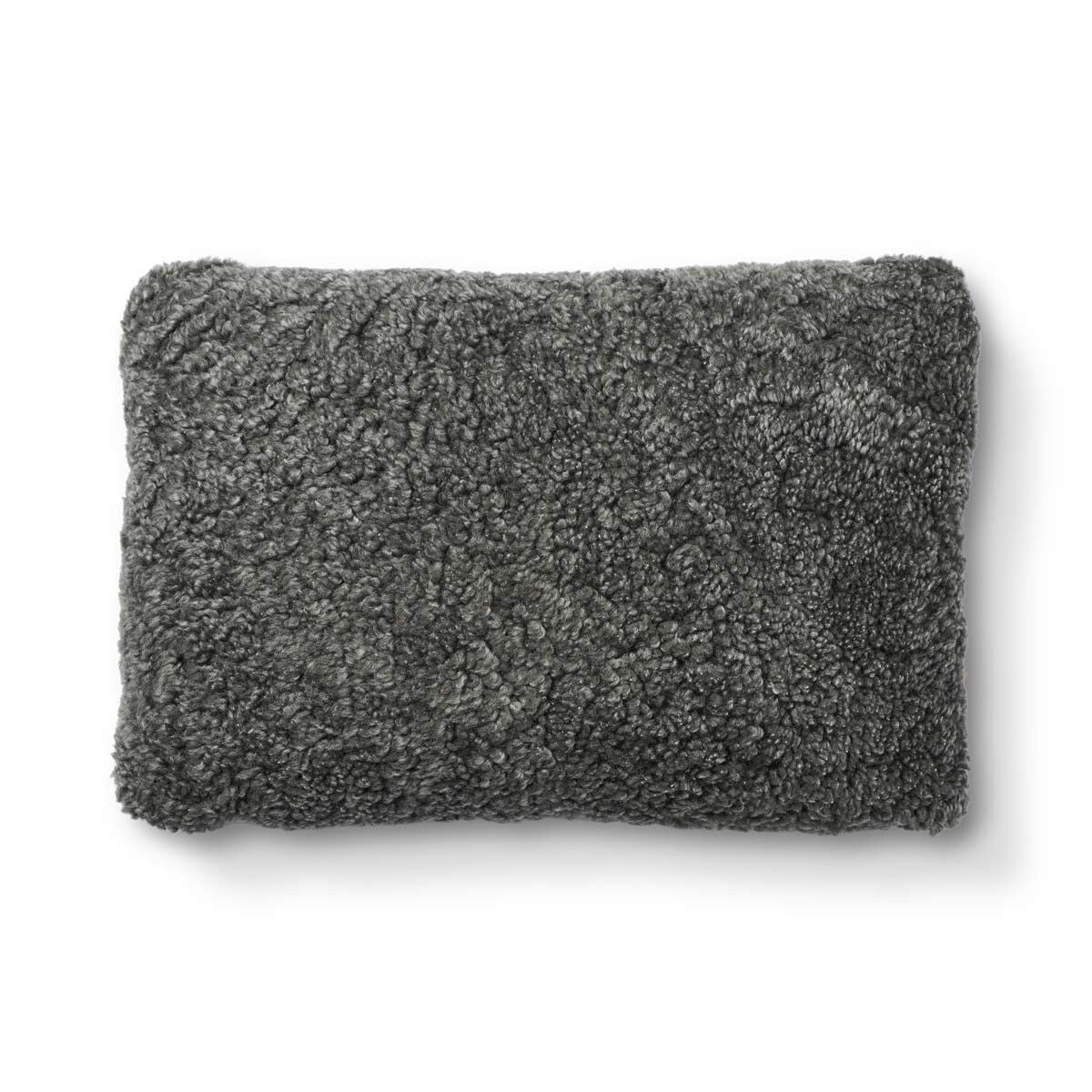 Coussin en laine courte de mouton Roche/Graphite