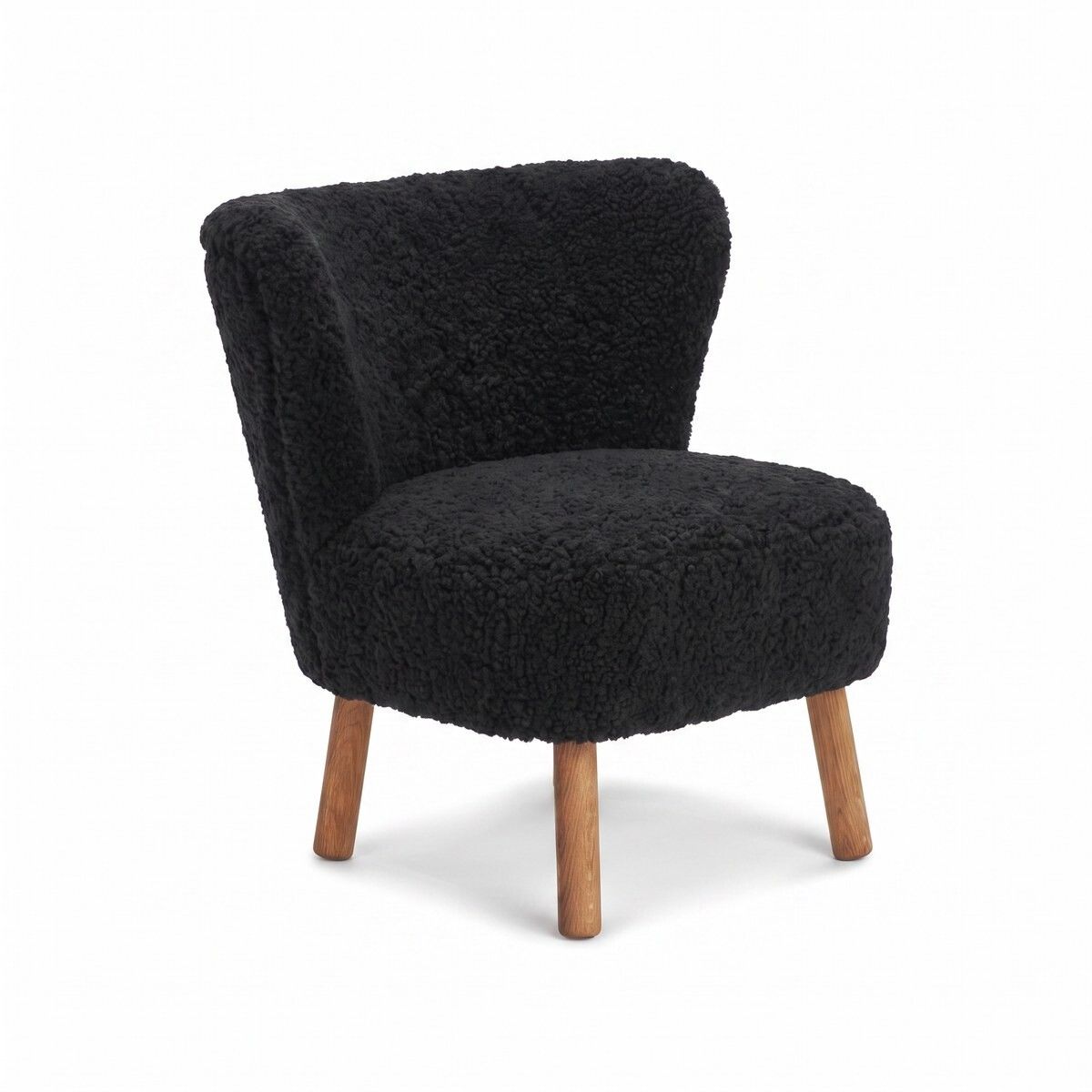 Fauteuil lounge Emily | Laine courte Noir