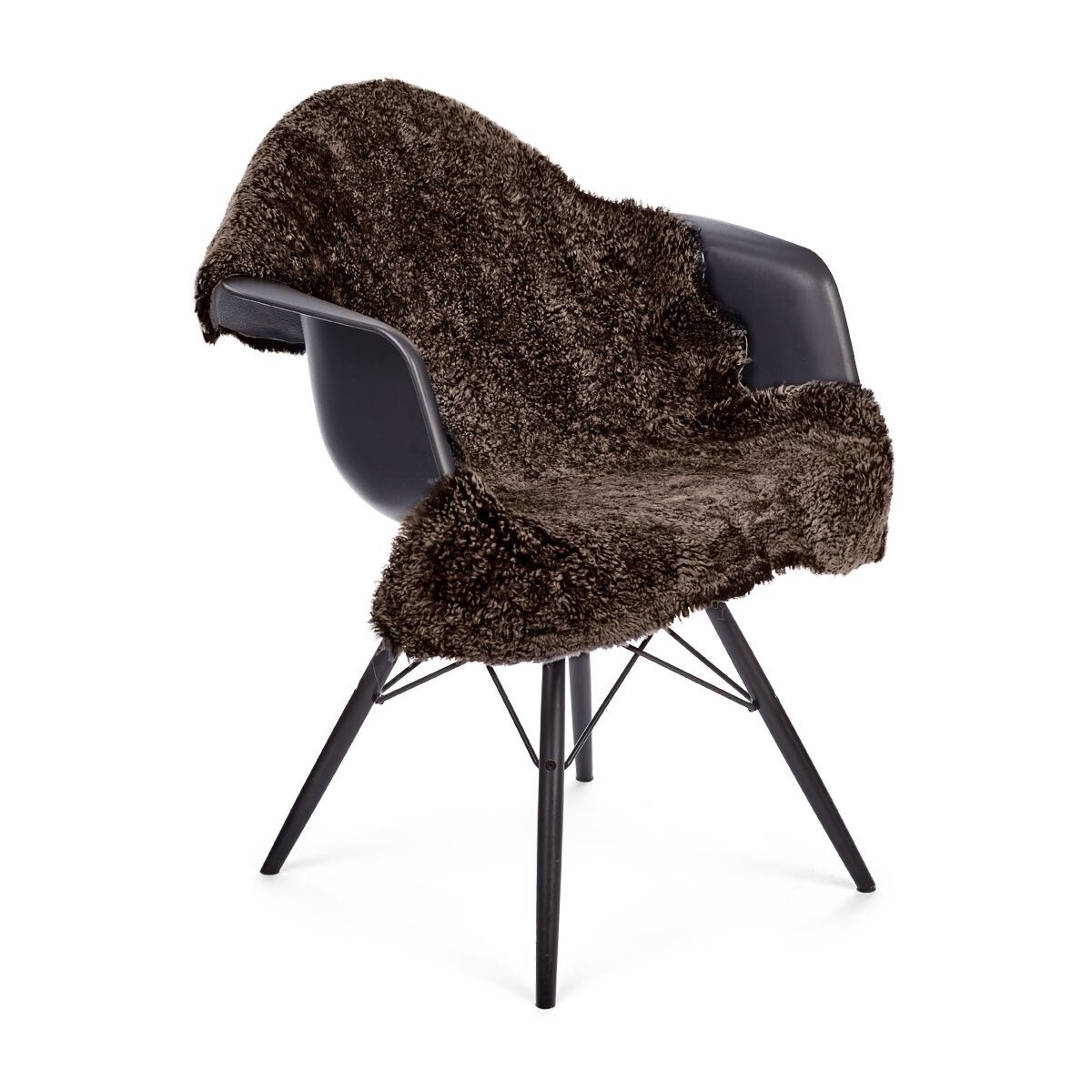 Peau de mouton à laine courte bouclée 90 cm Cappuccino