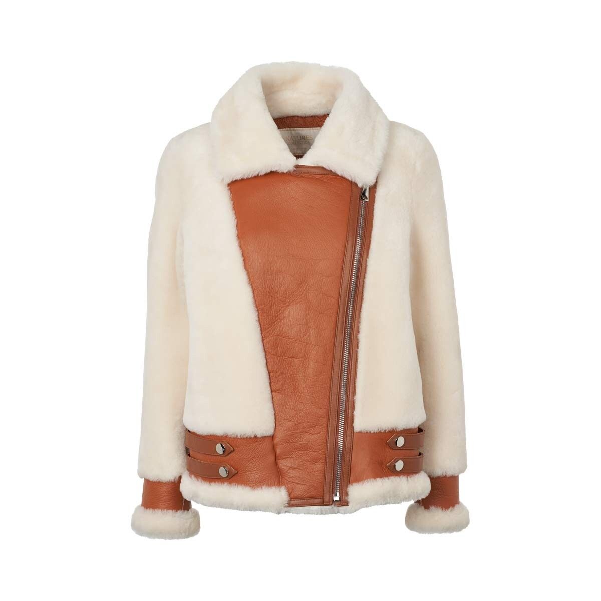 Veste Annalon Cuir brun/ivoire