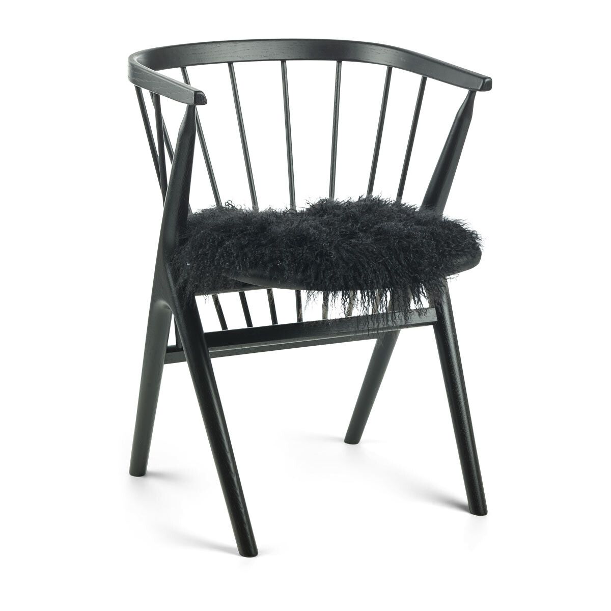 Dessus de siège en peau de mouton tibétaine | Ø38 cm Noir