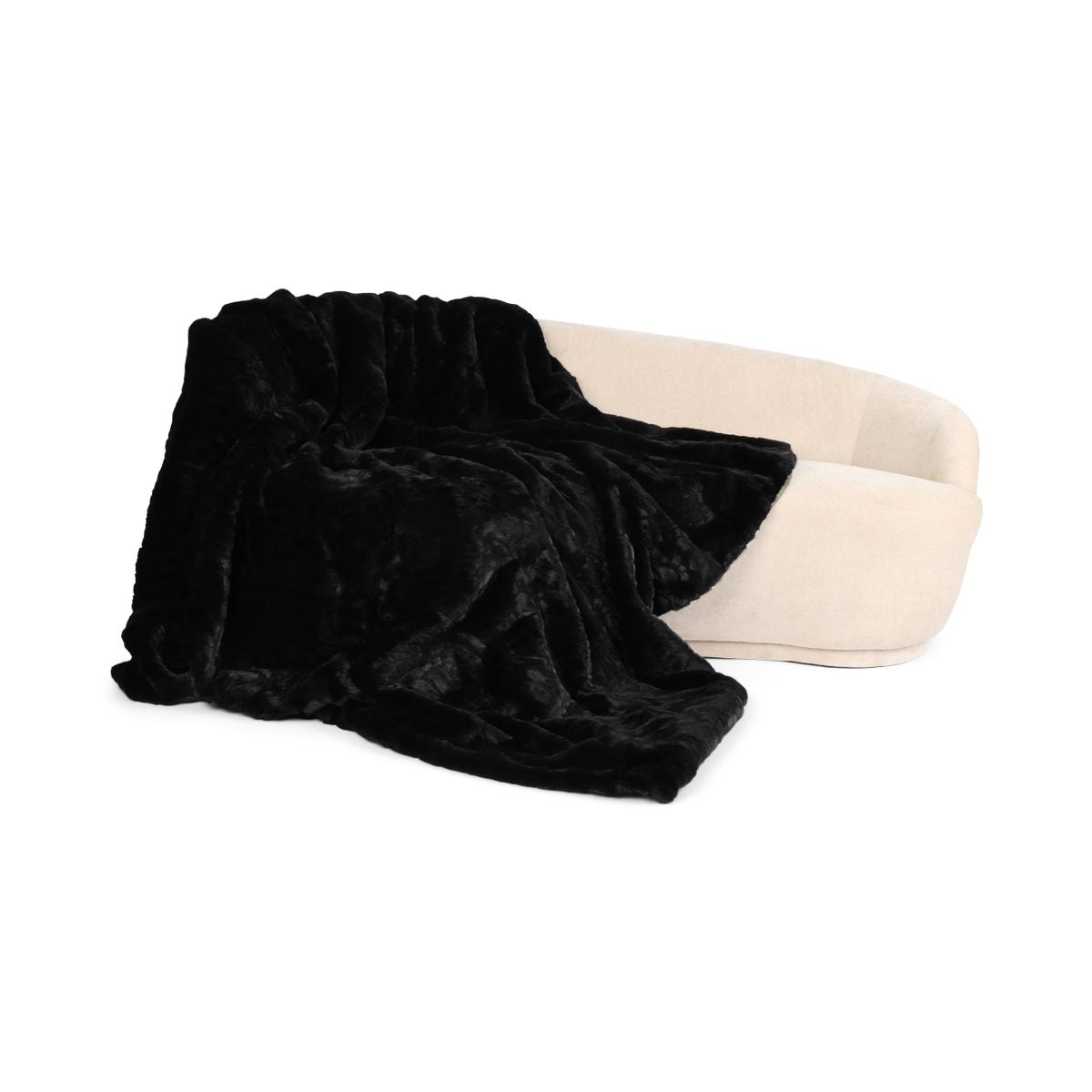 Jeté en vison avec revers en cachemire | Noir | 200 × 200 cm