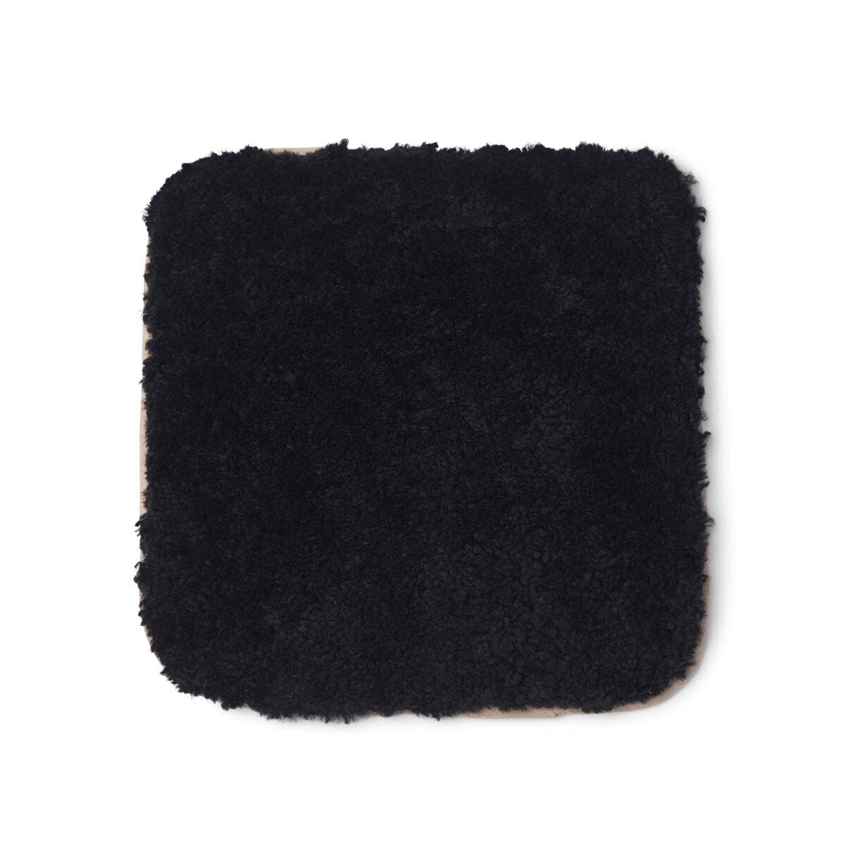 Dessus de siège en peau de mouton tibétaine | Ø38 cm Noir