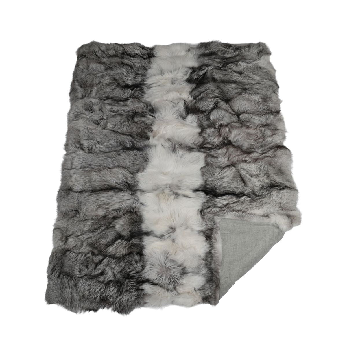 Plaid Premium en Fourrure de Renard | Doublure Cachemire | Renard Platine | 150x200 cm