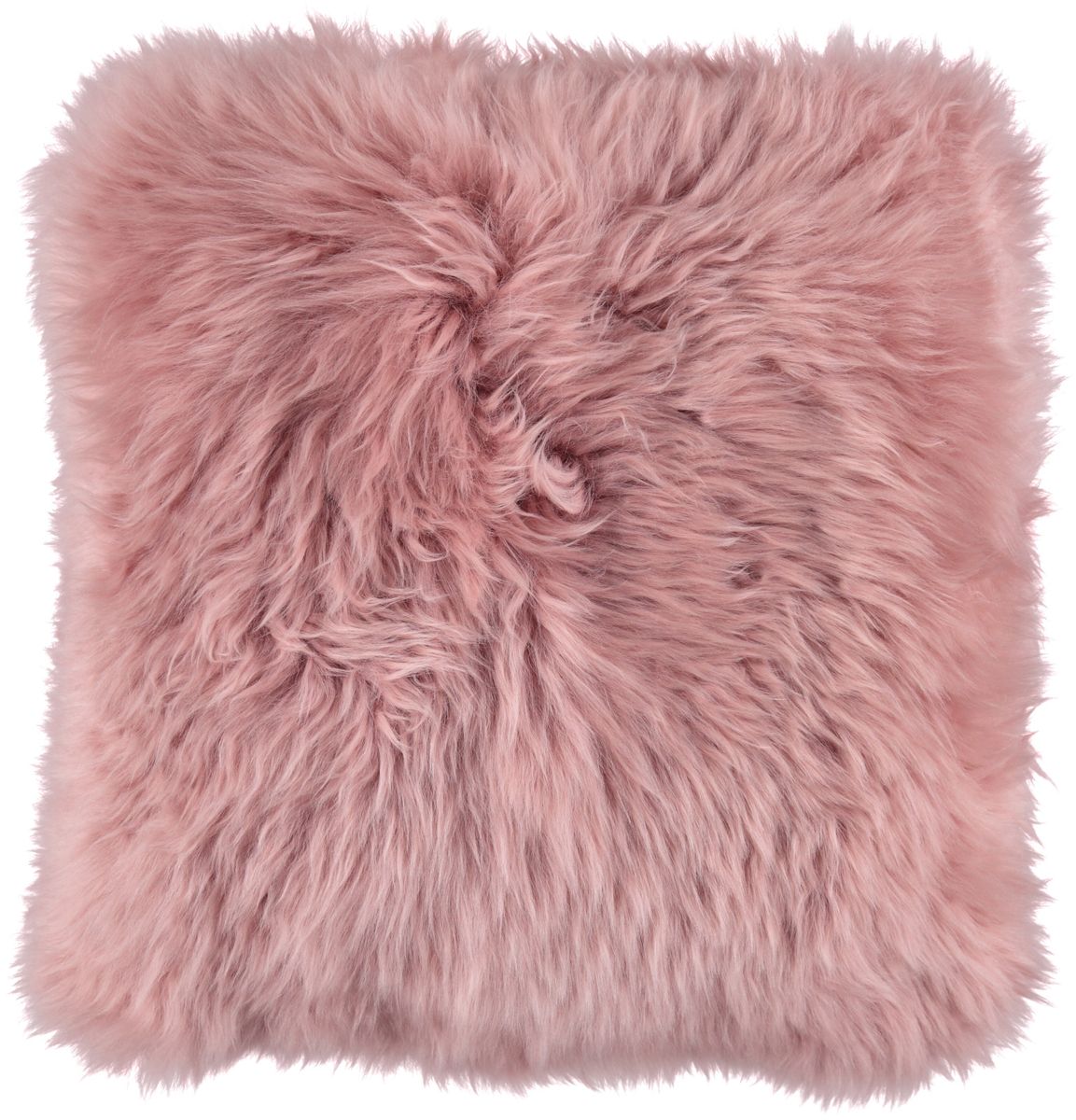 Coussin en peau de mouton longue laine Rose