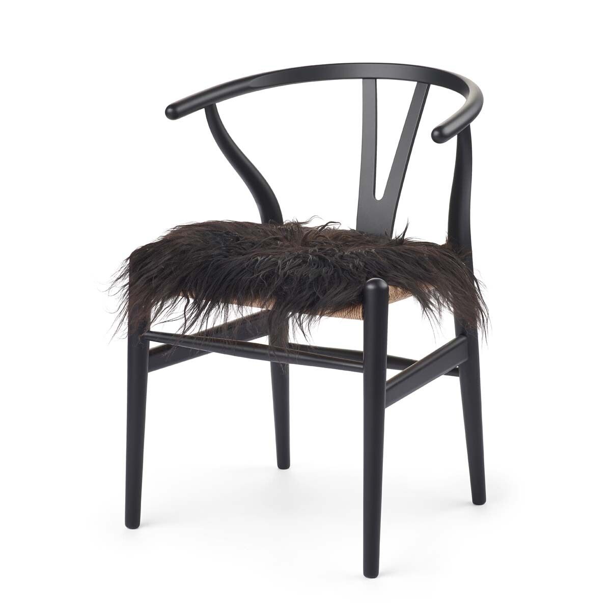 Dessus de siège en peau de mouton | 40x40 cm Noirâtre