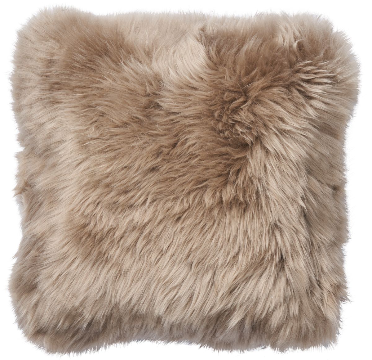 Coussin en peau de mouton longue laine Taupe
