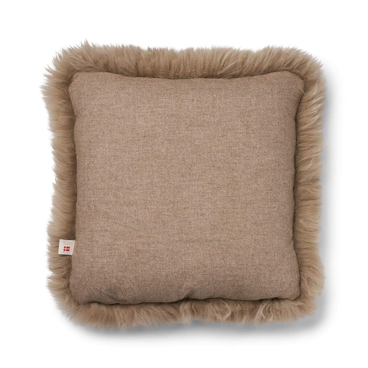 Coussin en peau de mouton longue laine Beige/Taupe