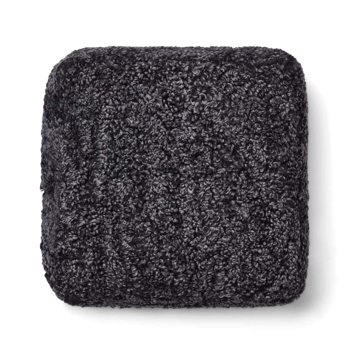 Pouf en peau de mouton bouclée | Laine courte Anthracite