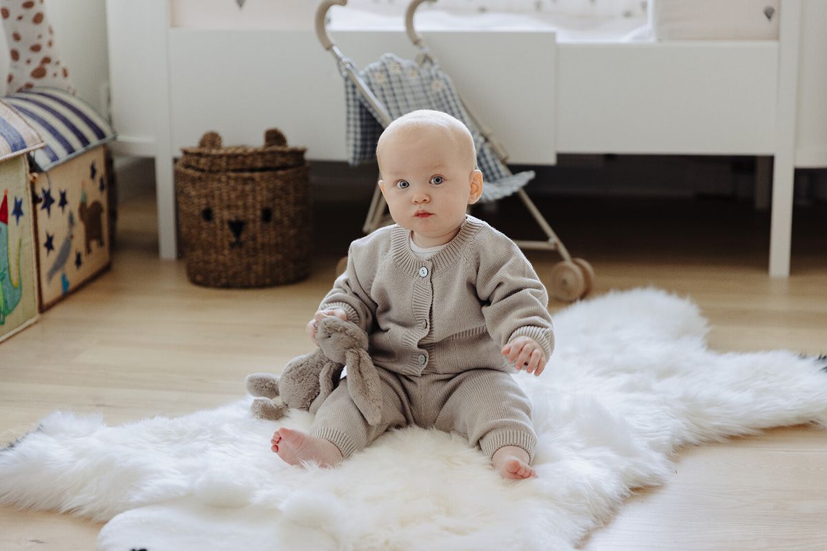 Tapis ours polaire en peau de mouton Noir/Blanc