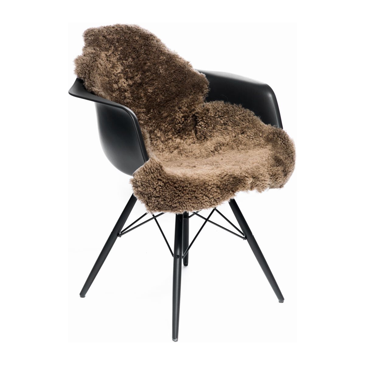 Peau de mouton à laine courte bouclée 90 cm Taupe