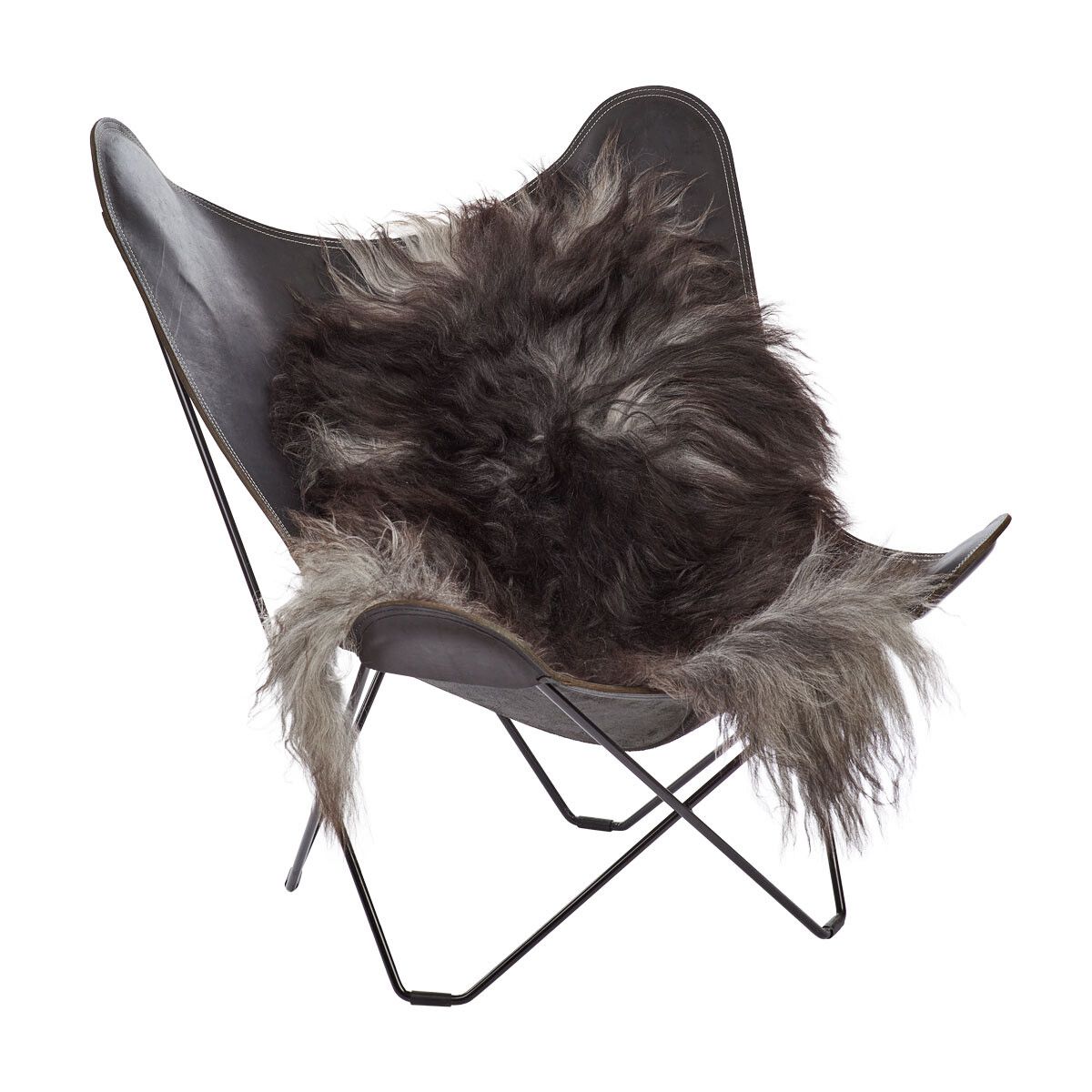 Peau de mouton islandaise | Laine longue | 90 cm Gris Foncé Naturel