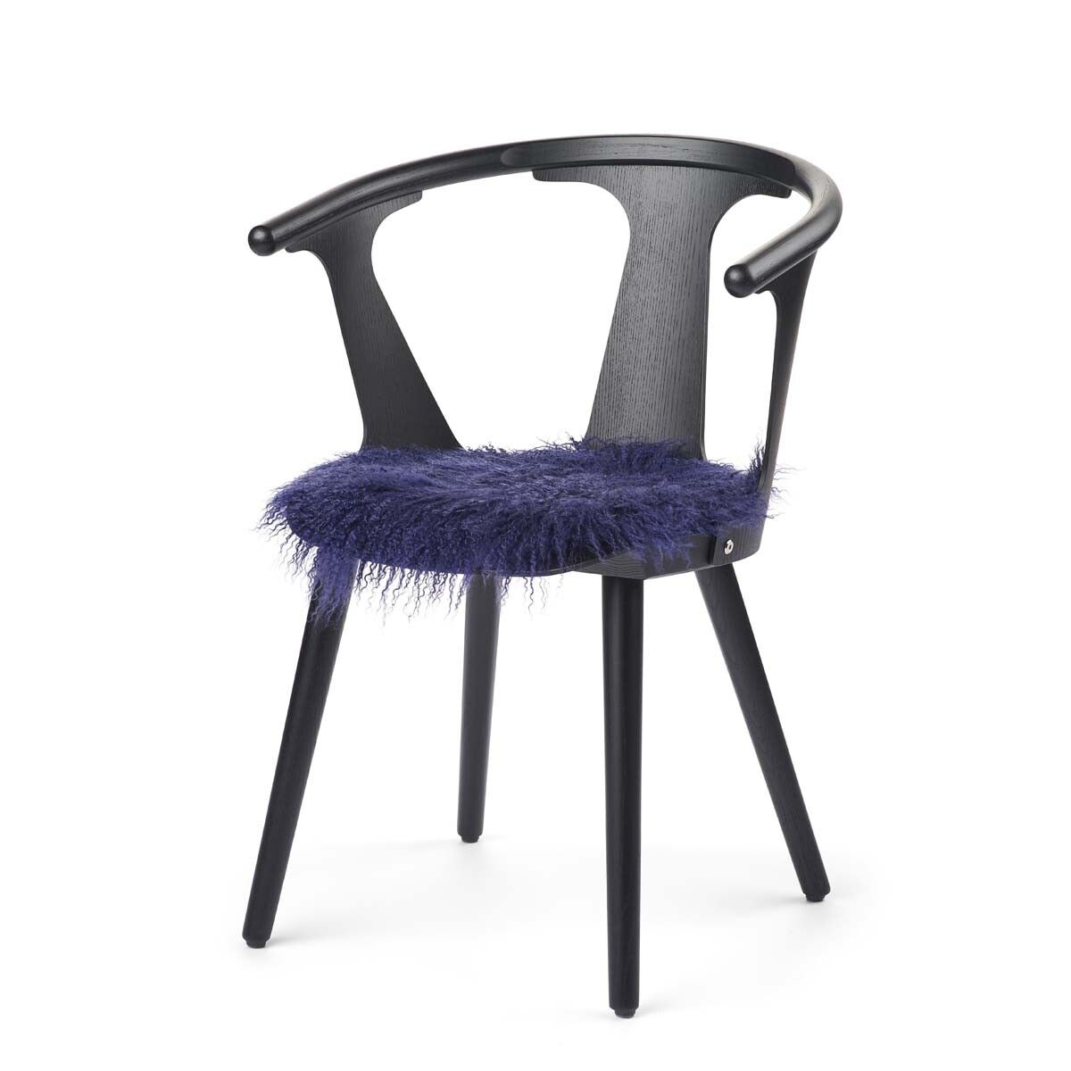 Dessus de siège en peau de mouton tibétaine | Ø38 cm Bleu Marine