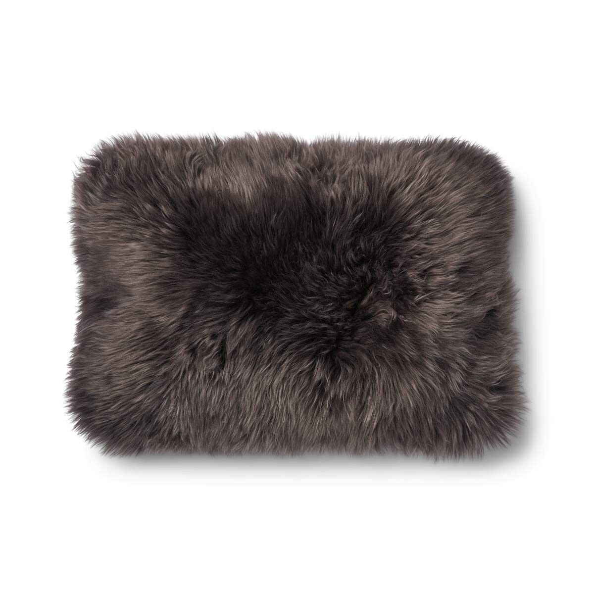 Coussin en peau de mouton longue laine Marron/Noyer