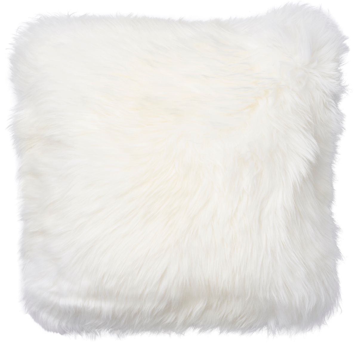 Coussin en peau de mouton longue laine Ivoire